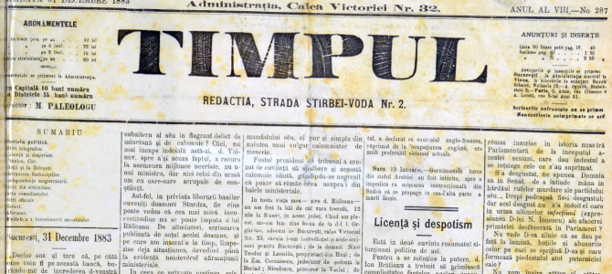 Ziarul Timpul Anul VIII nr. 287 31.12.1883 – PDF